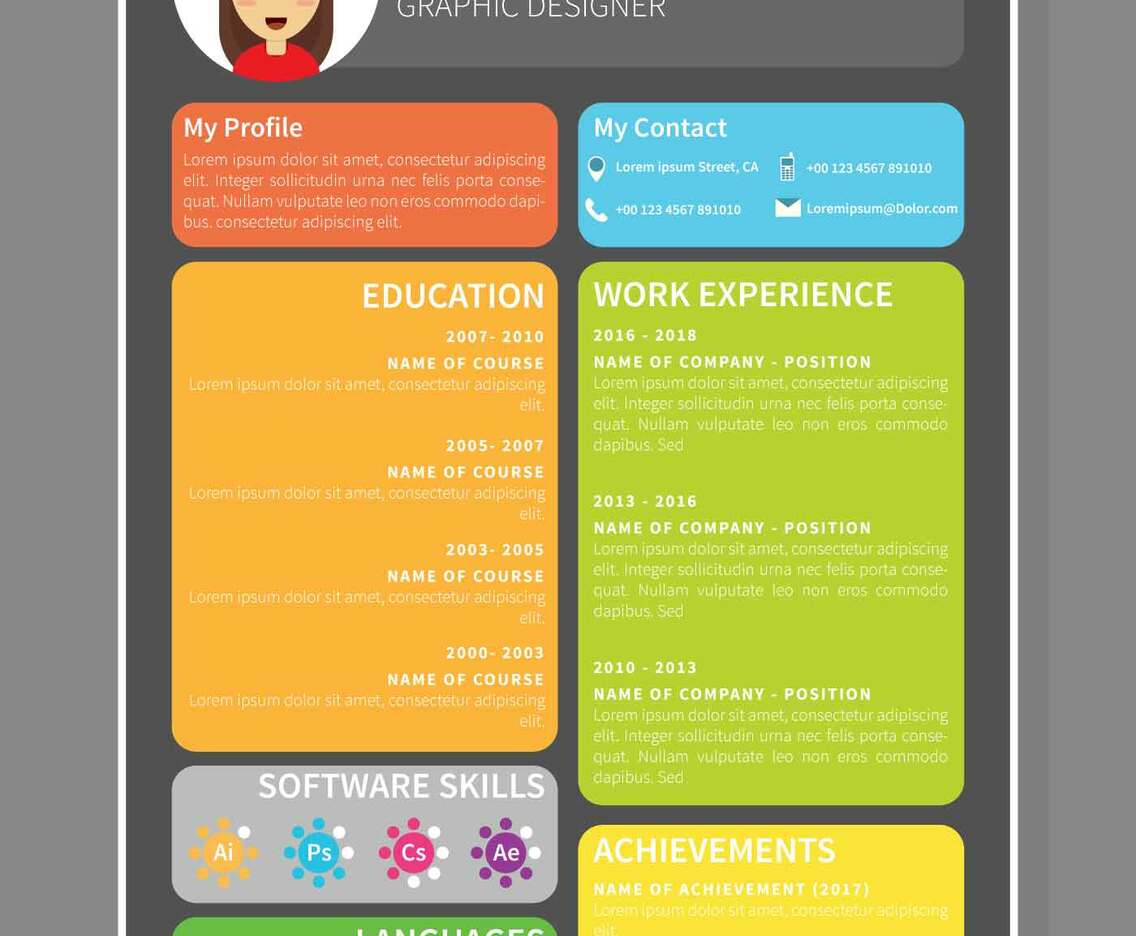 Colourfull Graphic Designer Resume Template
