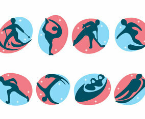 Pink and Blue WInter Olympics Korea Pictogram Vector