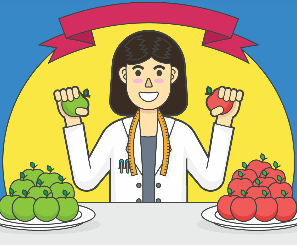Cheerful nutritionist vector