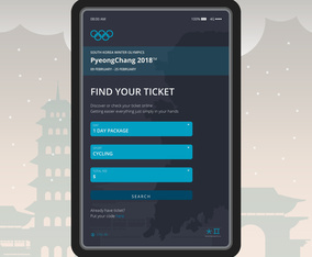 Winter Olympics Korea Illustration. PyeongChang 2018 E-Ticket Concept. Mobile Application.