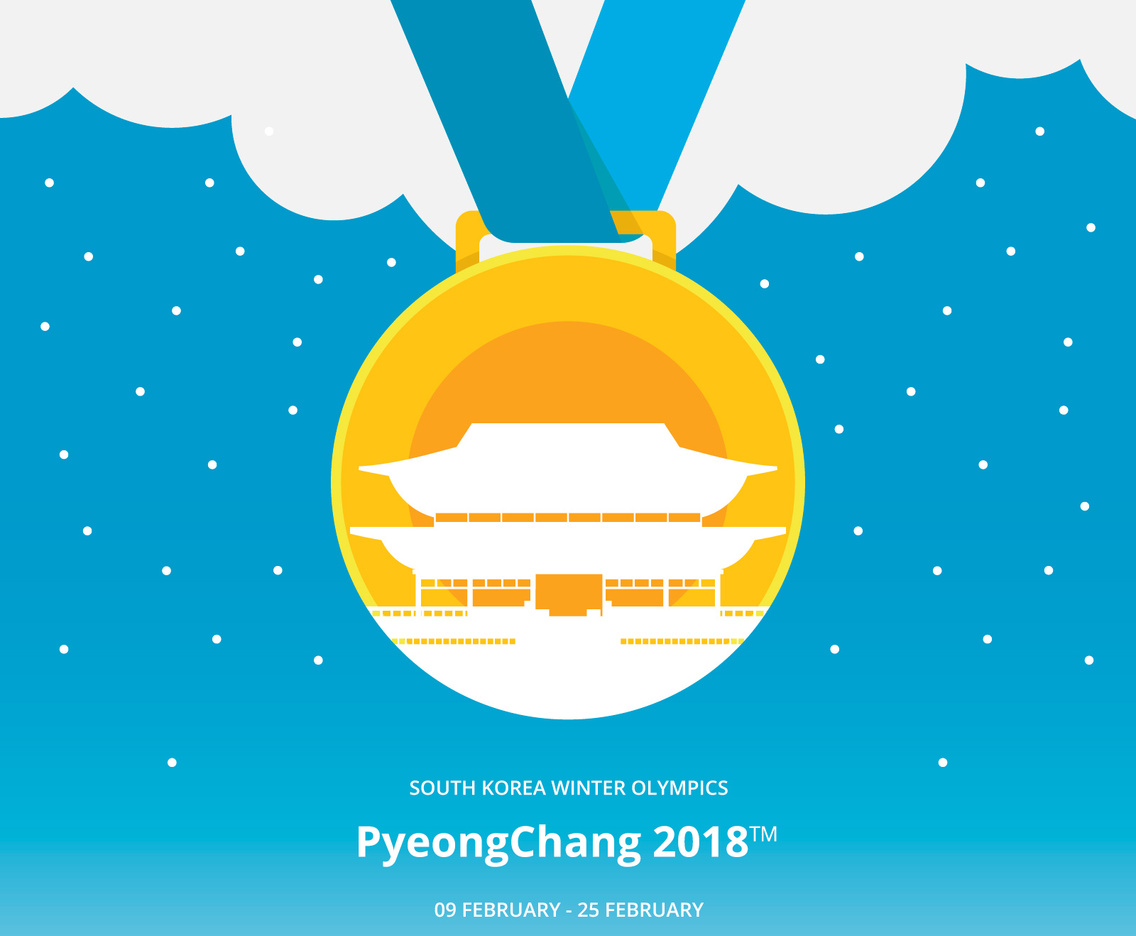 Gold Medals Winter Olympics Korea Illustration PyeongChang 2018