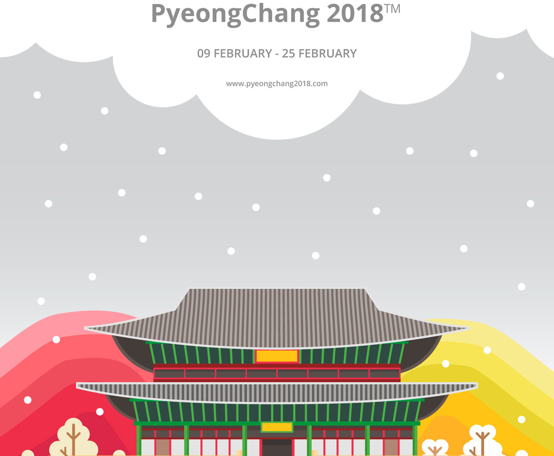 Winter Olympics Korea Illustration. PyeongChang 2018 Tagline Concept