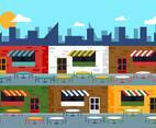 Food Court Commercial Center Flat Illustration Vector