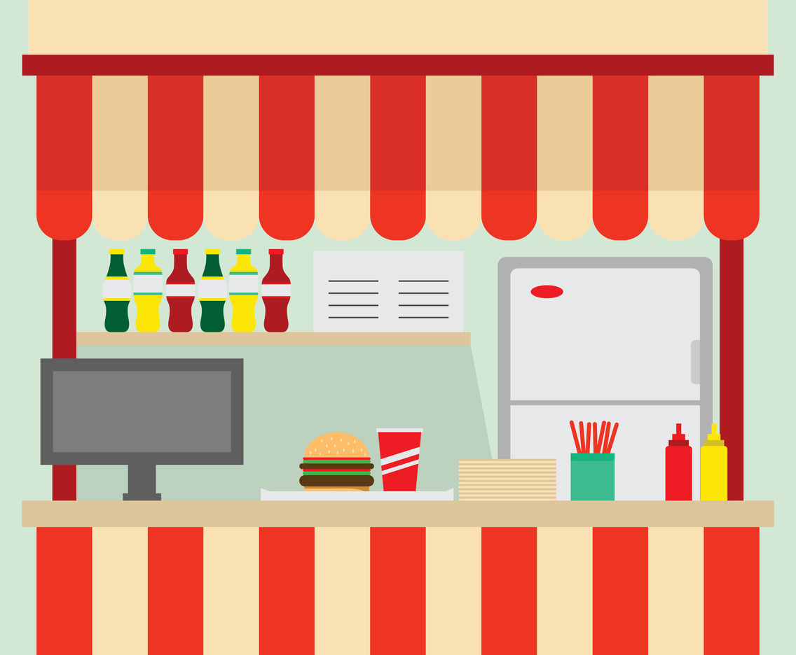 Fast Food Market In The Food Court