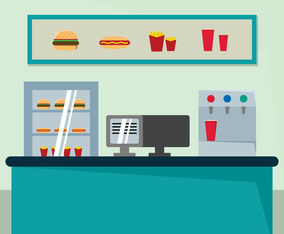 Fast Food Market In The Food Court