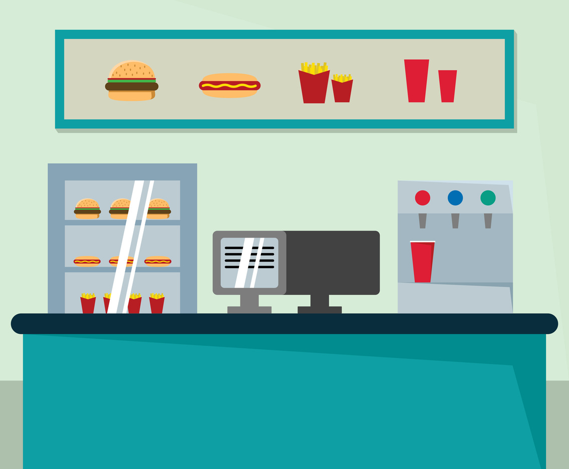 Fast Food Market In The Food Court