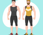 Two Man Stylish Fitness Trainer Vector Character Illustration