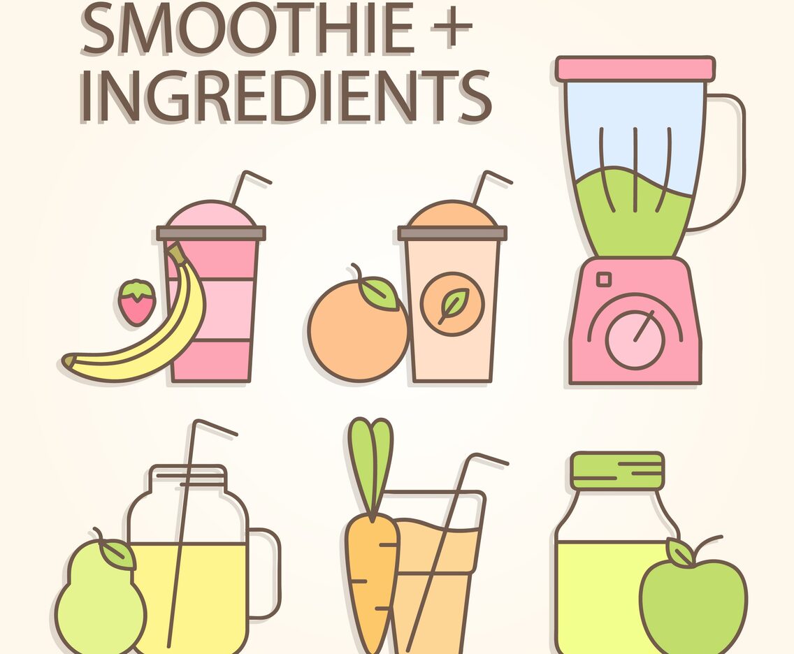 Smoothie and Ingredients Vector