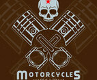 Vintage Piston With Skull Bikes Emblem Labels