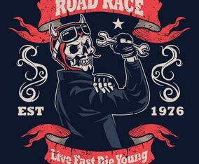 Skull Vintage Motorcycle Emblem