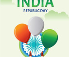 Happy Indian Republic Day Celebration Poster or Banner on Green Background