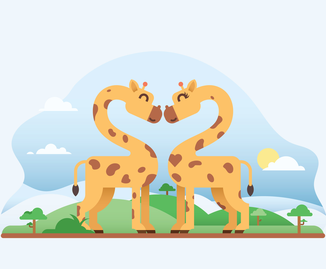 Cute Giraffe In Love