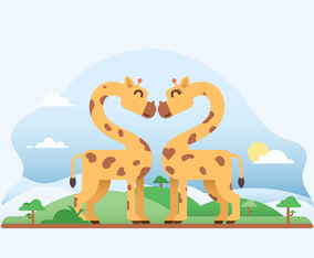 Cute Giraffe In Love