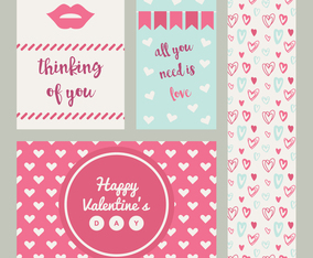 Set Of Pink And Blue Valentine Cards