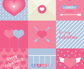 Pinkish Flat Lovely Valentine Cards