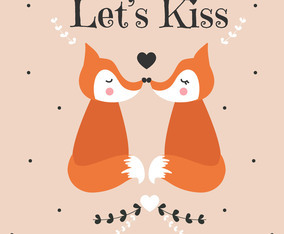 Let’s Kiss Valentine Card Vector