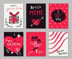 Red and Black Valentine Card Doodle Hand Drawn Collection