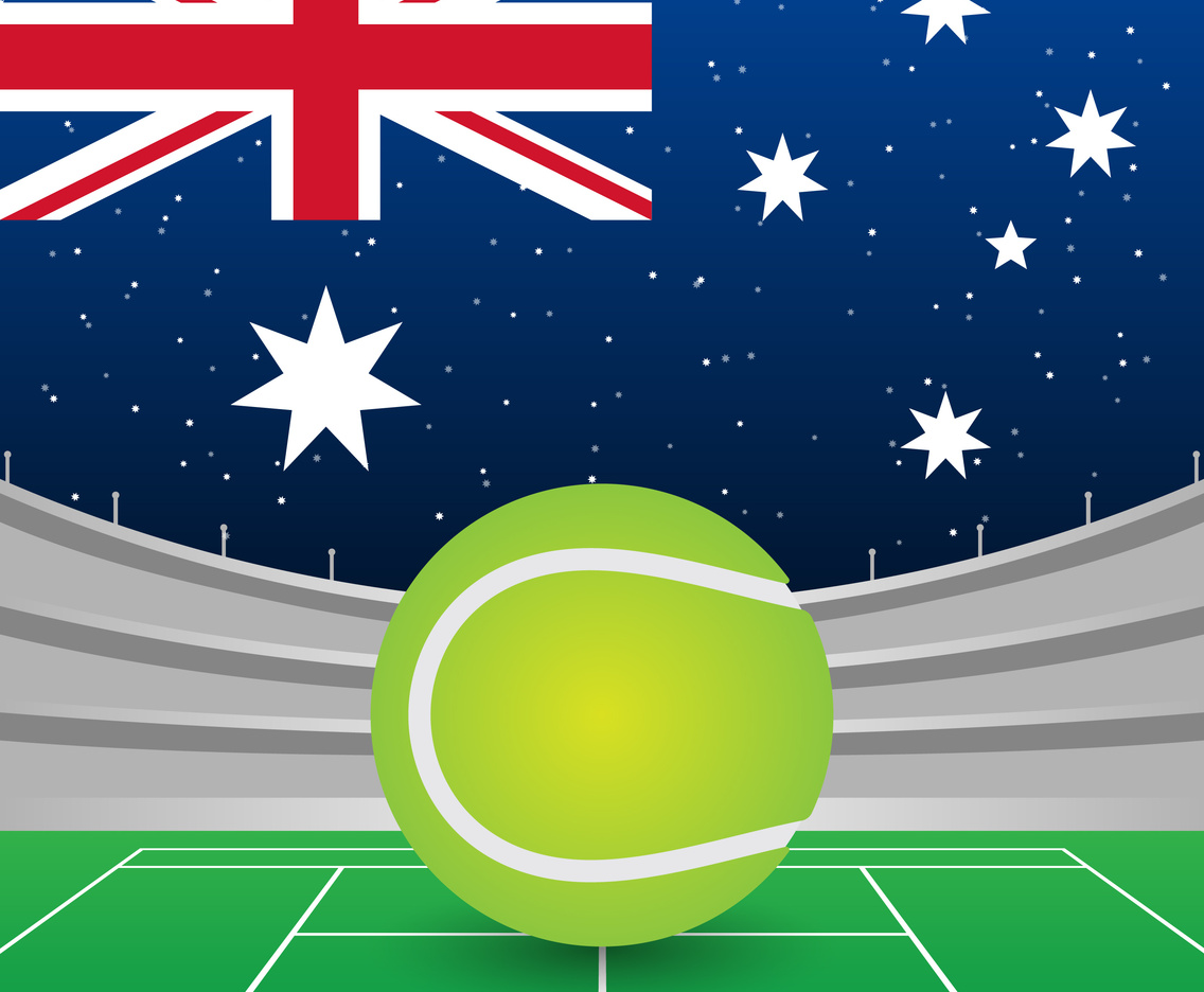 Australia Flag On Stadium Background During Tennis Match Illustration