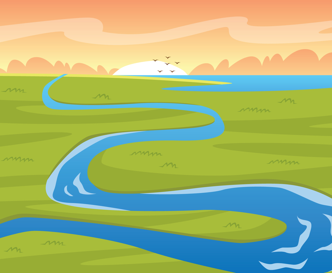 River Trough Marsh Illustration