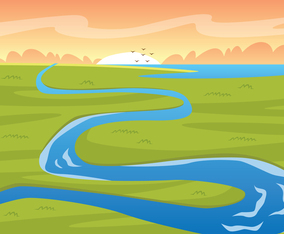 River Trough Marsh Illustration