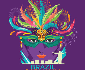 Rio Carnaval festival poster illustration. Brazil night Show Carnaval Party Parade Masquerade