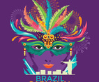 Rio Carnaval festival poster illustration. Brazil night Show Carnaval Party Parade Masquerade