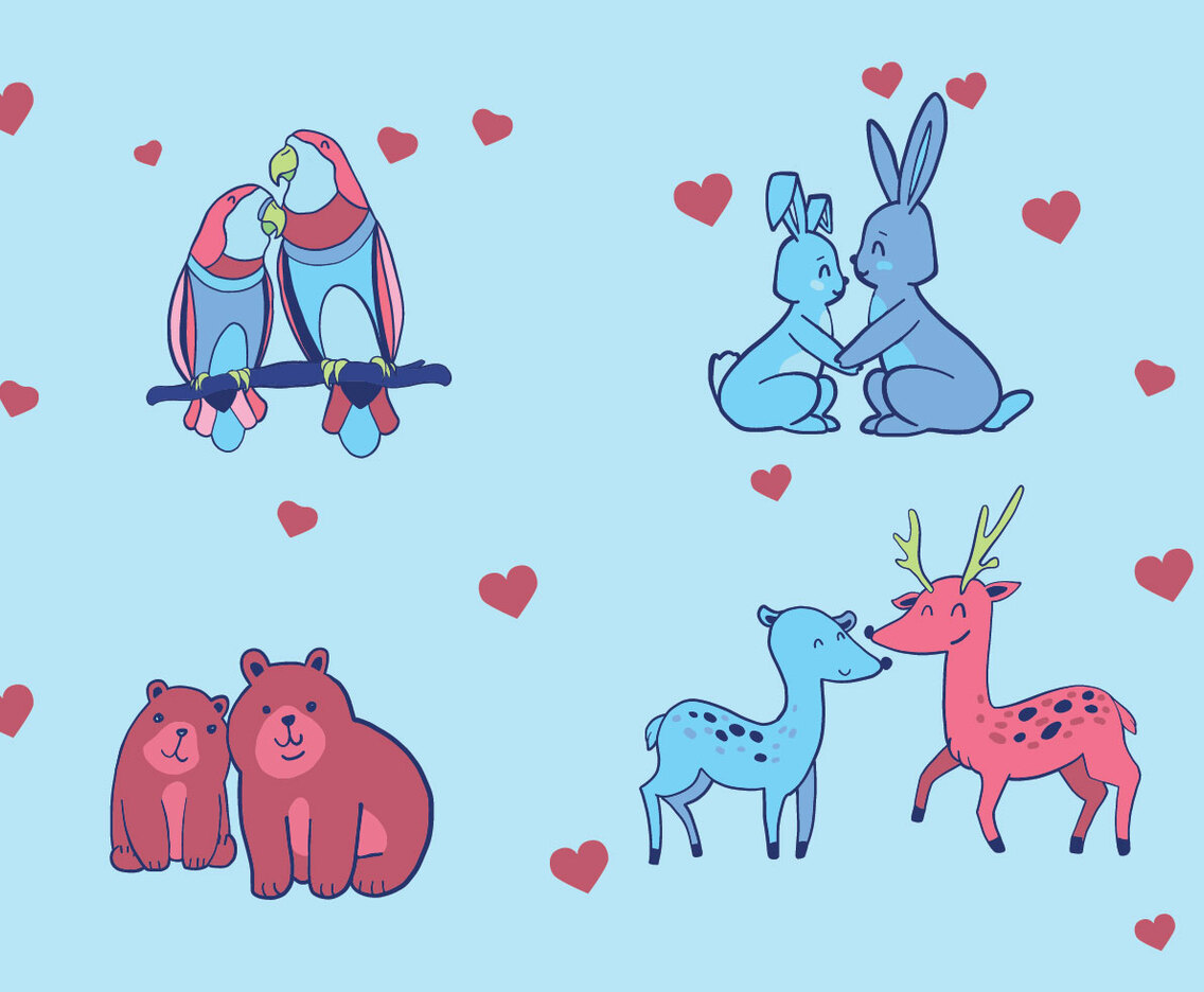 Animal in Love Vector Design