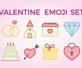 Valentine Emoji Set Vector