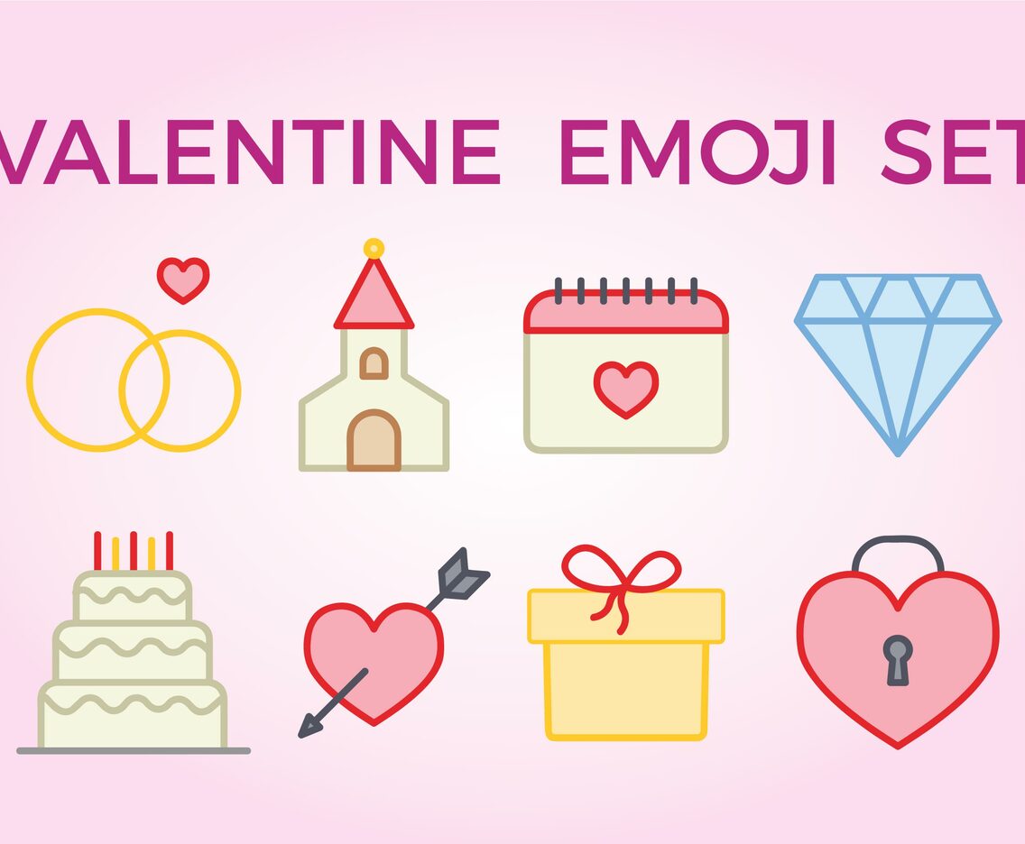 Valentine Emoji Set Vector
