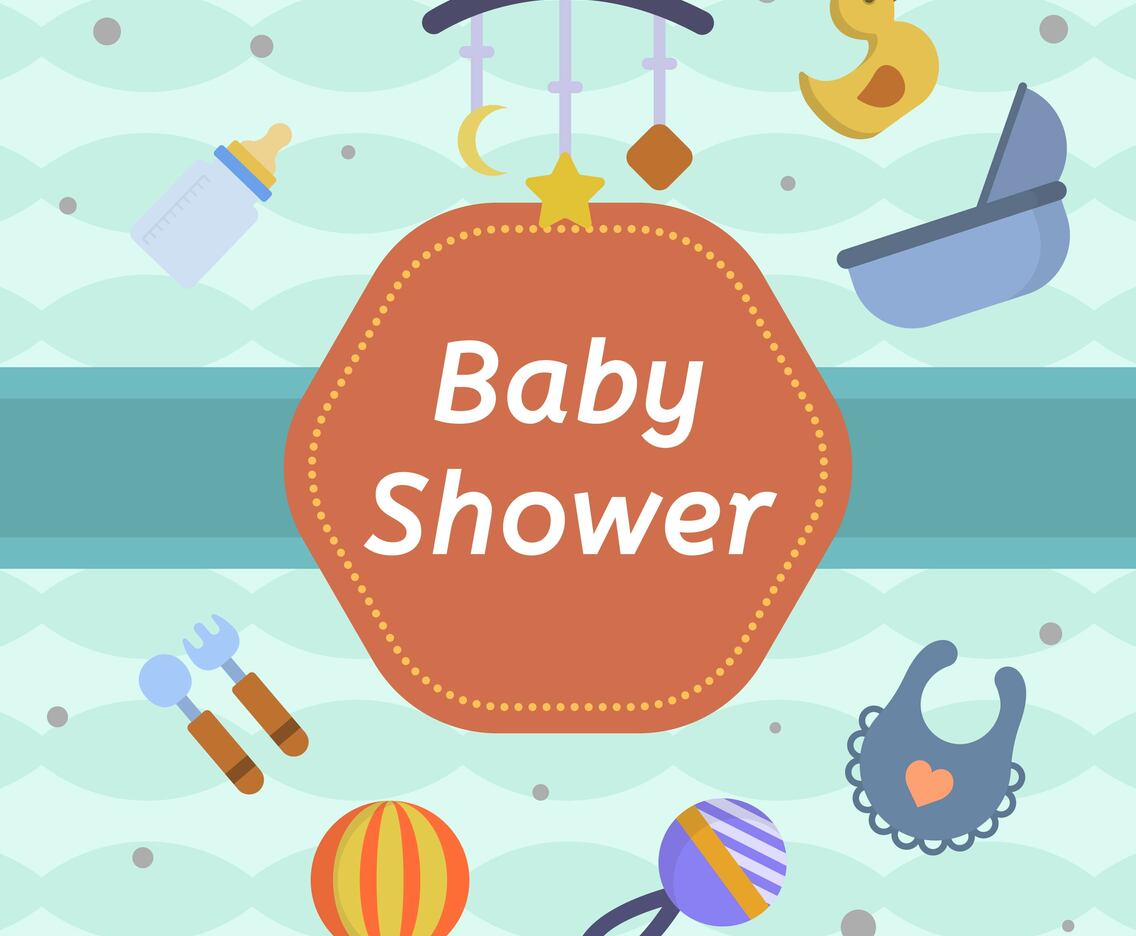 Flat Baby Shower Vector Illustration
