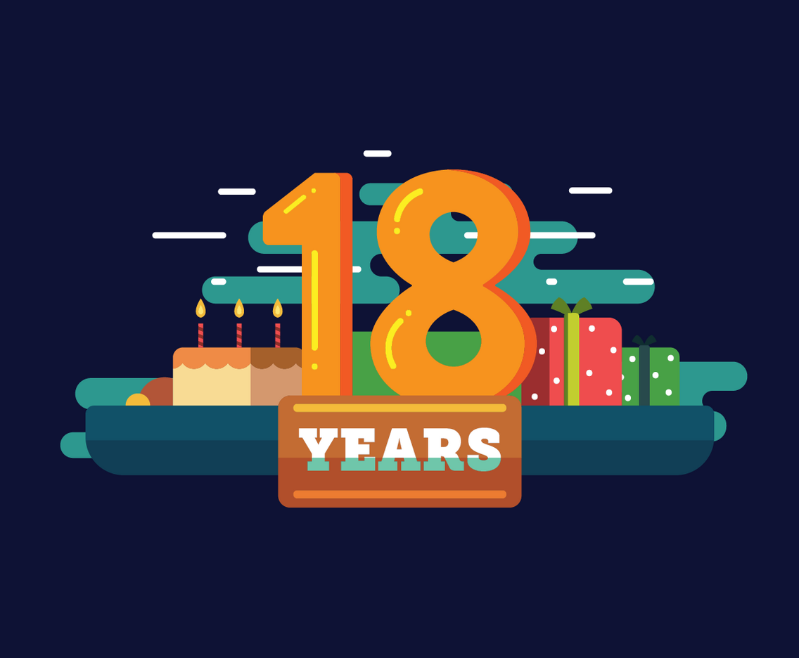 18 years birthday vector