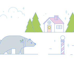 Polar Bear Christmas Vector