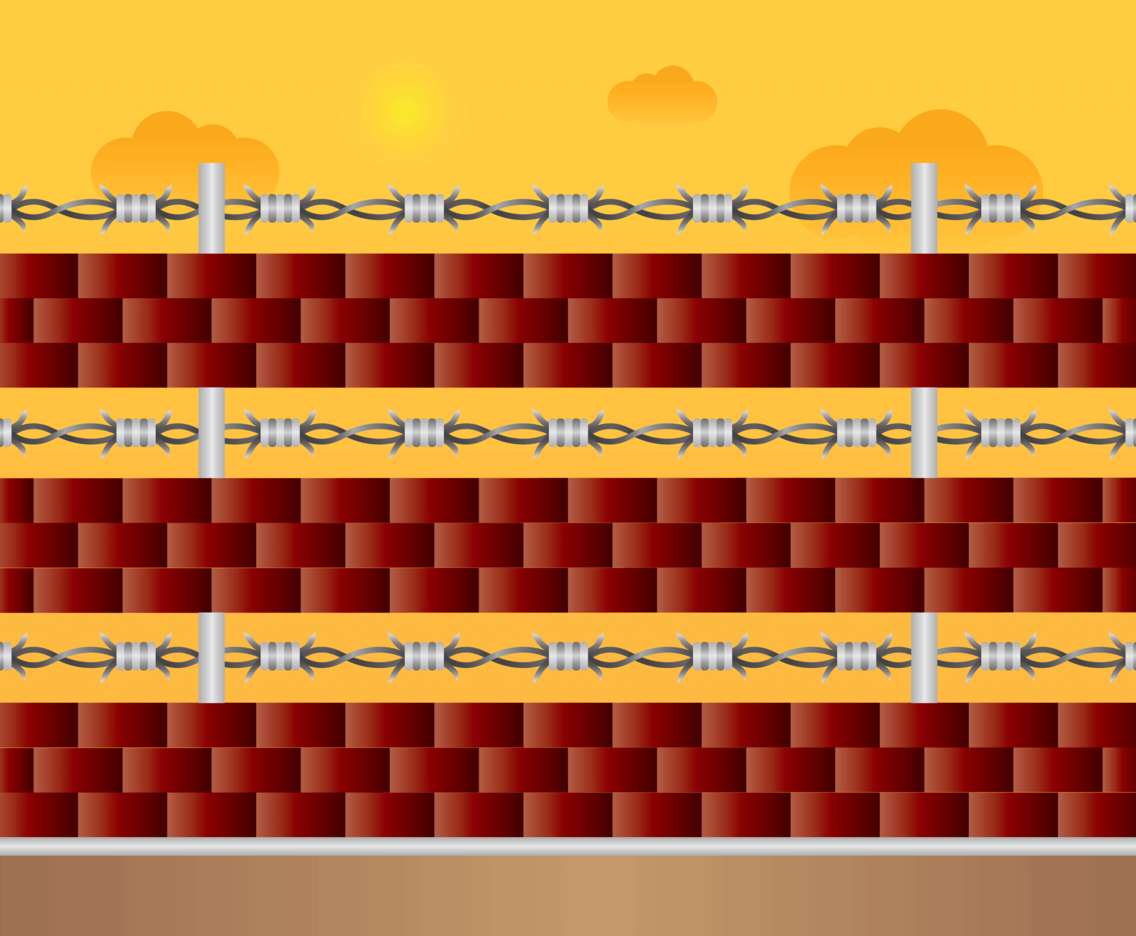Brick Wall with Razor Wire