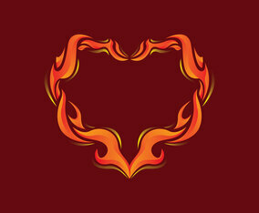 Flaming Outline Heart Illustration