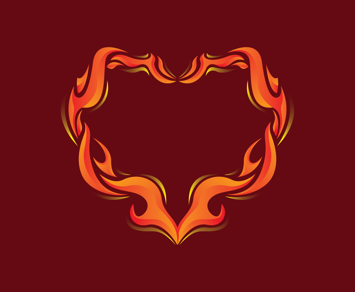 Flaming Outline Heart Illustration
