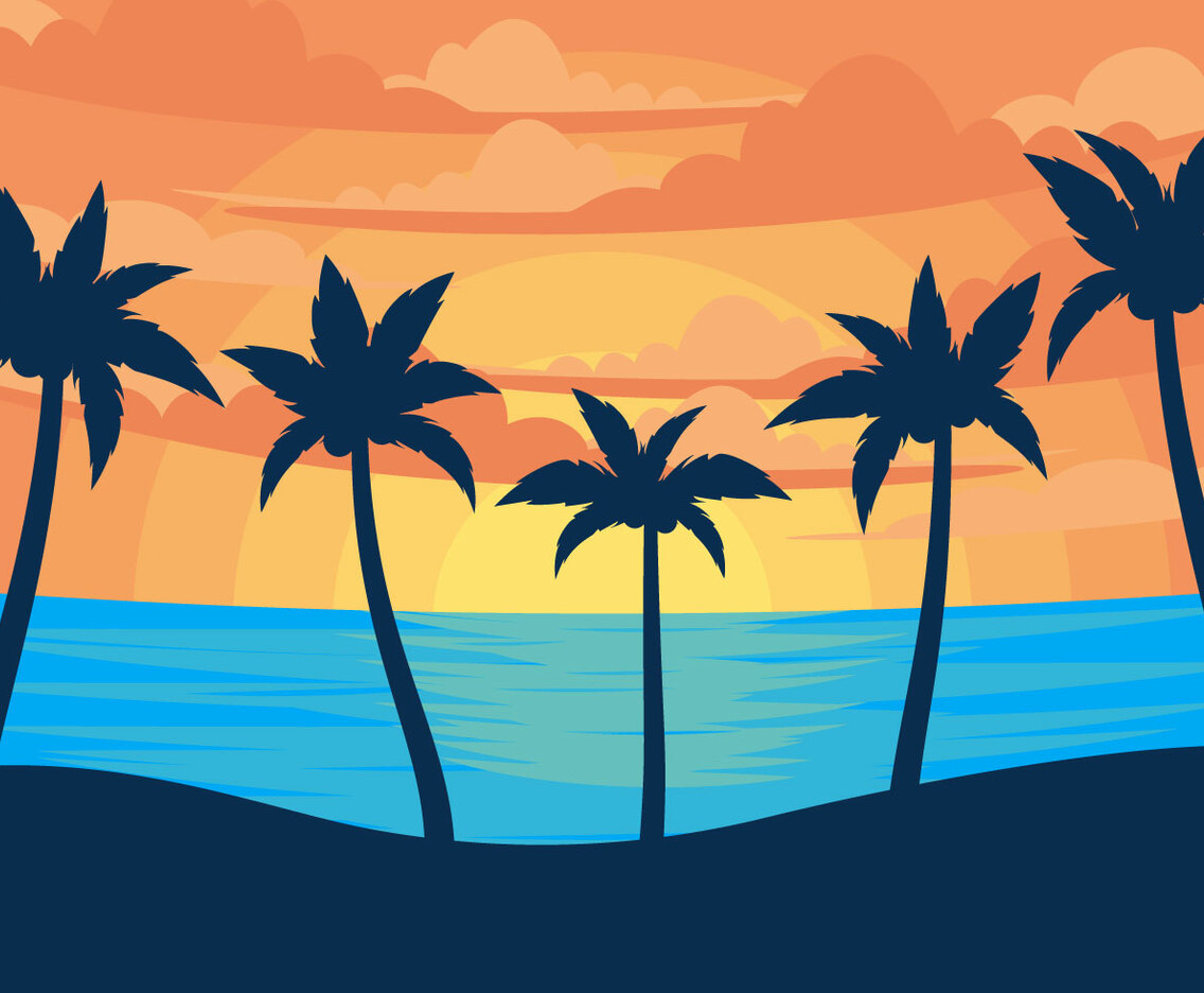 Sunset Palmier Illustration Vectors