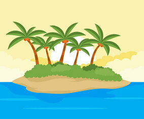 Desert Island Palmier Illustration Vectors