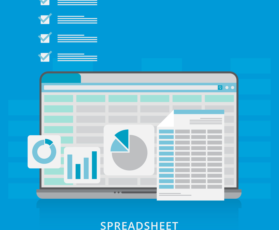 Spreadsheet Window Icon with Laptop and Diagram