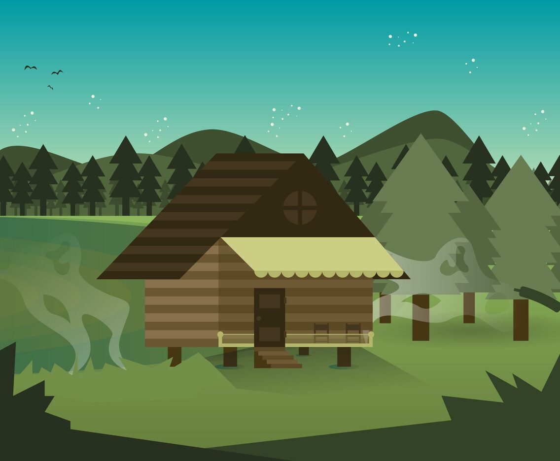 Bayou Cabin Swamp Landscape Illustration Vector