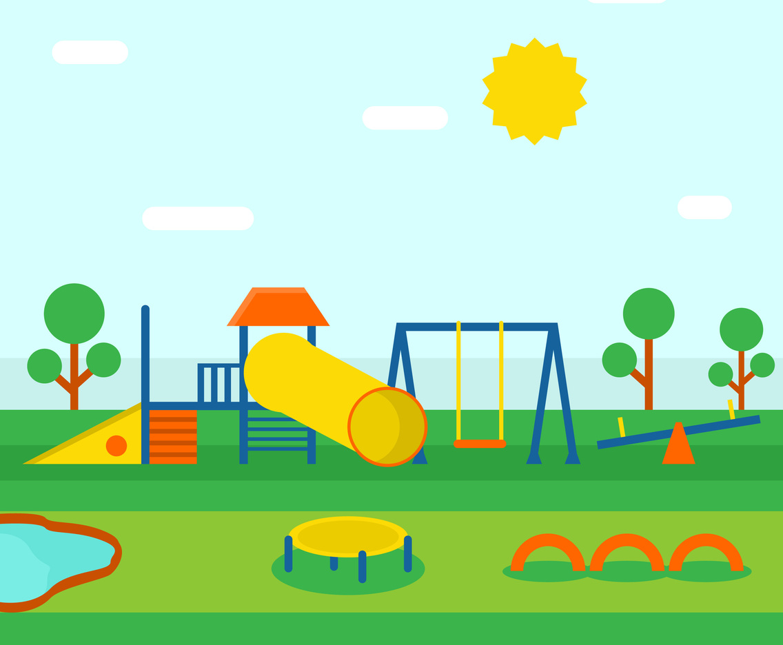 Playhouse In The Middle Of Playground Illustrator