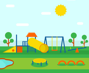 Playhouse In The Middle Of Playground Illustrator