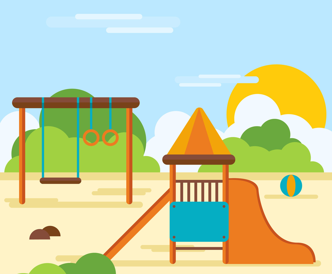 Playhouse In The Middle Of Playground Illustrator