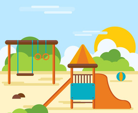 Playhouse In The Middle Of Playground Illustrator