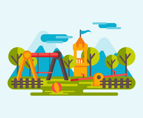 Playhouse In The Middle Of Playground Illustrator