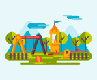 Playhouse In The Middle Of Playground Illustrator