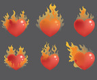 Flaming Heart Vector Set