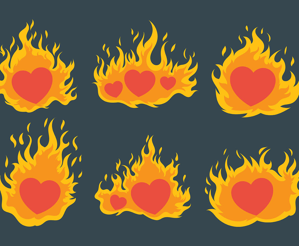 Flaming Heart Vector Set