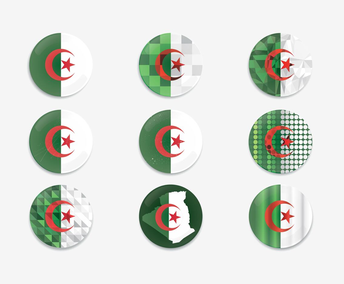 Button Pin Algeria Flag Vector
