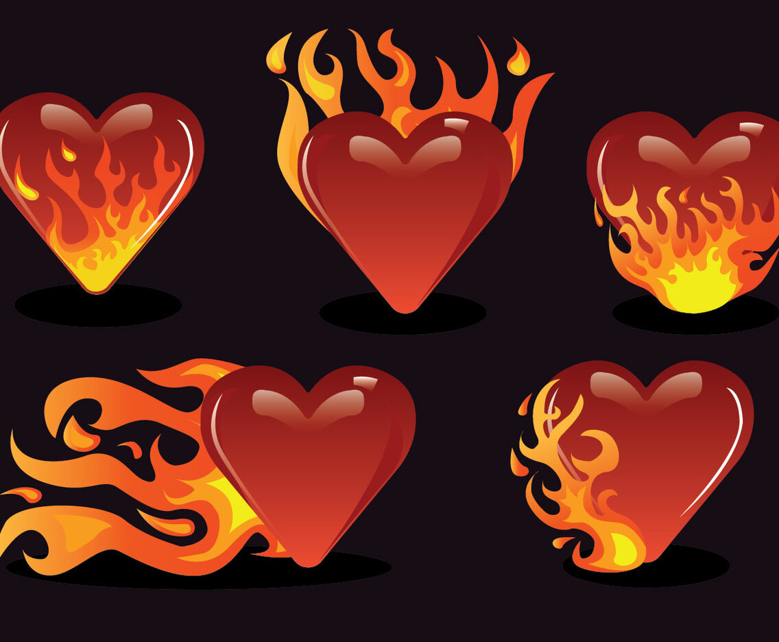 Flaming Heart Vector Pack