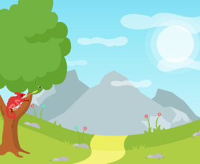 Chameleon on a Tree Vector Background